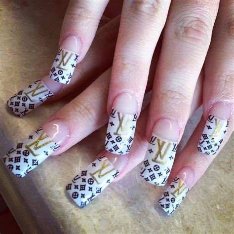 white lv nails|Chic and Stylish White Louis Vuitton Nails .